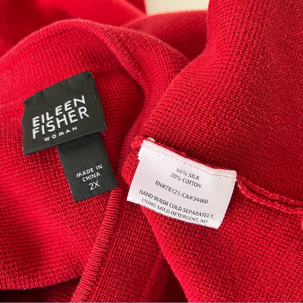 Eileen Fisher Woman Silk and Cotton Interlock Button Front Long Cardigan Sz 2X - Picture 6 of 7